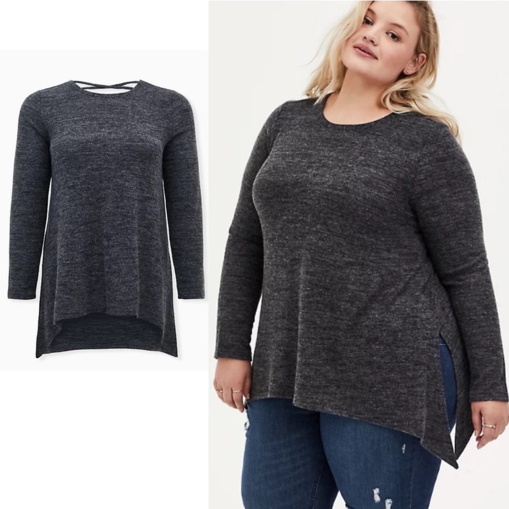 TORRID SUPER SOFT PLUSH LATTICE BACK TEE - Picture 2 of 3